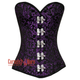 Plus Size Purple And Black Brocade Front Clasps Gothic Corset Burlesque Overbust Top