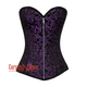 Purple And Black Brocade Front Zipper Gothic Corset Overbust Top