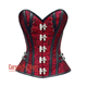 Red And Black Brocade Steampunk Costume Gothic Corset Overbust Top