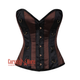 Brown And Black Satin Steampunk Costume Gothic Corset Overbust Top