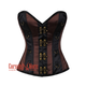 Brown And Black Satin Antique Clasps Steampunk Costume Gothic Corset Overbust Top