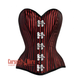 Red And Black Striped Brocade Silver Clasps Steampunk Costume Gothic Corset Overbust Top