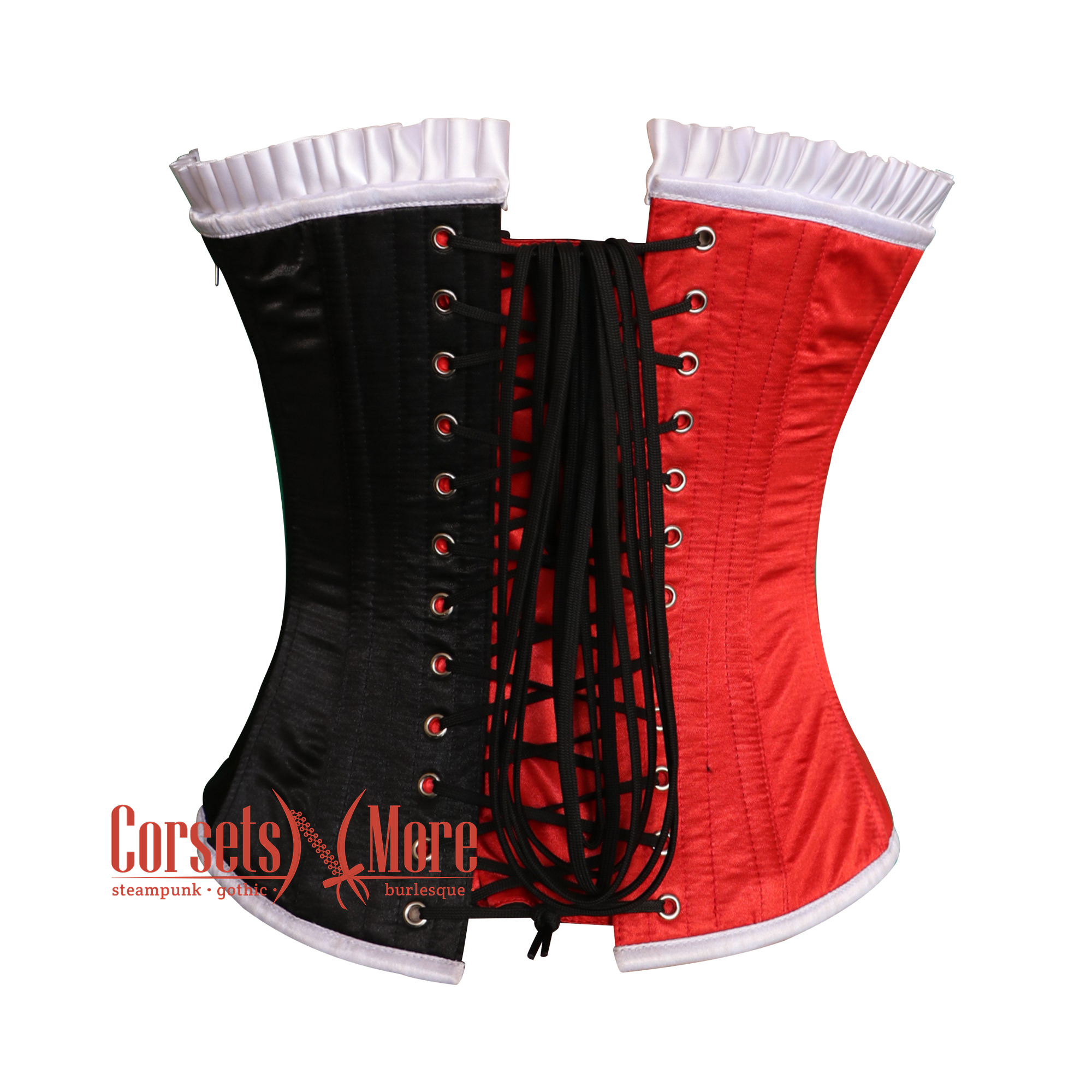 Plus Size White Black Bustier Corset With Zipper Overbust And