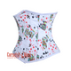 Plus Size Playing Cards Printed White Satin Corset Gothic Costume Underbust Top