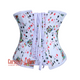 Plus Size Playing Cards Printed White Satin Corset Gothic Costume Underbust Top