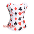 Diamond Heart Clubs Spades Print Cotton Valentine Overbust Costume Bustier Corset Top