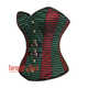 Red And Green Stripe Brocade Gothic Overbust Corset Top
