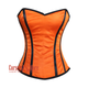 Plus Size Orange Satin Black Stripe Gothic Overbust Burlesque Corset Top