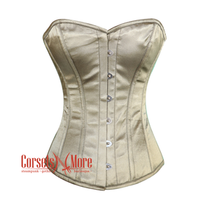 Light Olive Green Satin Gothic Overbust Burlesque Corset Top
