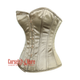 Plus Size Light Olive Green Satin Gothic Overbust Burlesque Corset Top