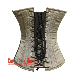 Plus Size Light Olive Green Satin Gothic Overbust Burlesque Corset Top