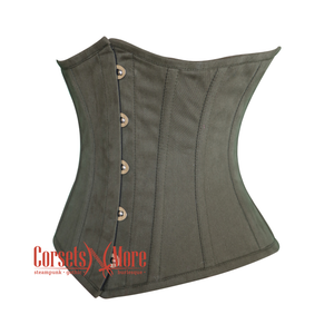 Plus Size Army Green Cotton Gothic Underbust Waist Training Bustier Corset