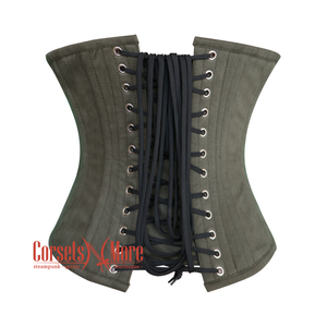 Plus Size Army Green Cotton Gothic Underbust Waist Training Bustier Corset