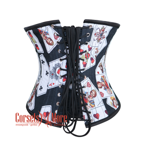 Plus Size Playing Cards Printed Cotton Underbust Corset Gothic Costume Bustier Top
