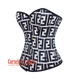 Plus Size Black And White Print Overbust Burlesque Waist Training Corset Top