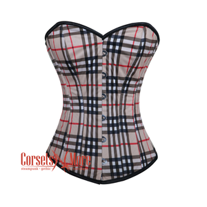 Checked Print Overbust Burlesque Waist Training Gothic Corset Top