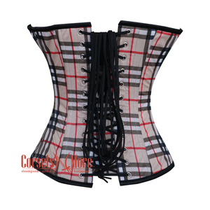 Plus Size Checked Print Overbust Burlesque Waist Training Gothic Corset Top
