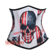 USA Flag Printed Skull Cotton Underbust Gothic Corset Top Haunted Costume
