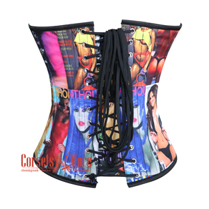 Plus Size Printed Corset Sexy Overbust Costume Waist Training Bustier Top