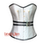 White Silver Silk Corset With Leather Belt Steampunk Overbust Waist Training Gothic Costume