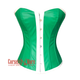 Green Faux Leather White PVC Gothic Overbust Steampunk Waist Cincher Corset