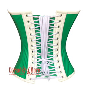 Plus Size Green Faux Leather White PVC Gothic Overbust Steampunk Waist Cincher Corset