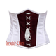 White And Burgundy With Front White Lace Underbust Corset Gothic Costume Bustier Top