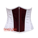 White And Burgundy With Front Zipper Underbust Corset Gothic Costume Bustier Top