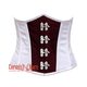 Plus Size White And Burgundy With Front Silver Clasps Underbust Corset Gothic Costume Bustier Top