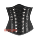 Plus Size Black Cotton With Leather Strips Underbust Corset Gothic Costume Bustier Top