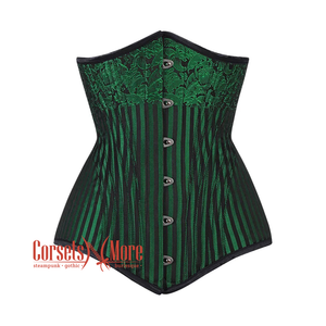 Plus Size Green And Black Brocade Long Underbust Corset Gothic Costume Bustier Top