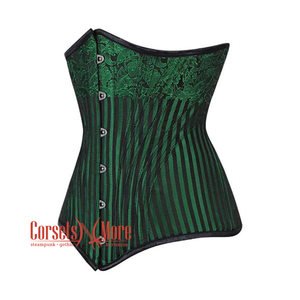 Green And Black Brocade Long Underbust Corset Gothic Costume Bustier Top