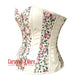 White PVC Floral Printed Soft Leather Gothic Overbust Steampunk Corset Top