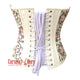 White PVC Floral Printed Soft Leather Gothic Overbust Steampunk Corset Top