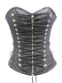 Plus Size Black Brocade Leather Zipper Laces Gothic Steampunk Bustier Burlesque Overbust Corset Costume