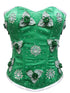 Green Satin Sequins Gothic Burlesque Corset Waist Training Women Overbust