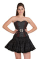 Plus Size Red Black Brocade And Leather Overbust Corset Dress with Cotton Silk Tutu Skirt