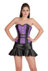 Purple And Black Faux Leather Gothic Belt Plus Size Overbust Corset Waist Training Bustier Steampunk Costume With Skirt Dress