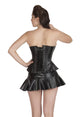 Black Leather Gothic Steampunk Plus Size Overbust Corset Waist Training Bustier Trim Top & Skirt Dress - CorsetsNmore