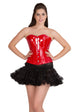 Red PVC Leather Gothic Overbust Plus Size Corset Steampunk Costume Waist Trainer Top & Dress