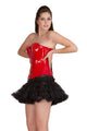 Red PVC Leather Gothic Overbust Plus Size Corset Steampunk Costume Waist Trainer Top & Dress