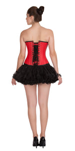 Red Leather Gothic Overbust Plus Size Corset Waist Training Steampunk Costume Dress
