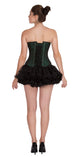 Plus size Green Black Brocade Seal Lock Opening Steampunk Overbust Corset Waist Training Top & Tissue Tutu Skirt Dress