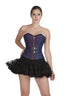 Blue Black Brocade And Purple Cotton Plus Size Overbust Corset Burlesque Top & Tissue Tutu Skirt Dress