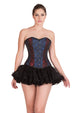 Red And Blue Black Brocade Gothic Burlesque Plus Size Overbust Corset Waist Training Top With Skirt Dress