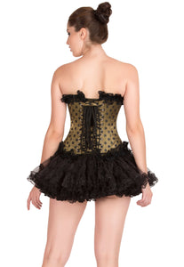 Plus size Olive Green Satin Gothic Burlesque Overbust Corset Waist Training Top Tissue Tutu Skirt Corset Dress