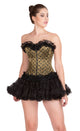 Plus size Olive Green Satin Gothic Burlesque Overbust Corset Waist Training Top Tissue Tutu Skirt Corset Dress