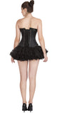 Black Satin & Lace Steampunk Waist Training Plus Size Overbust Corset Top & Tissue Tutu Skirt Dress - CorsetsNmore