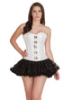 White PVC Leather Gothic Overbust Plus Size Corset Waist Training Bustier Top Steampunk Costume Dress