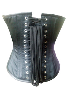 Black Satin Leather Belts Zipper Gothic Steampunk Plus Size Overbust Corset